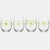 ハイビスカス&レースホワイト ステムなしワイングラス (左)