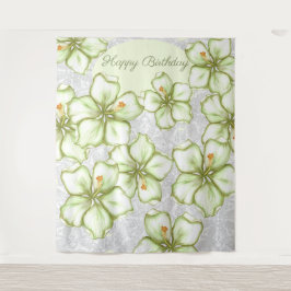 ハイビスカス&レースホワイト タペストリー