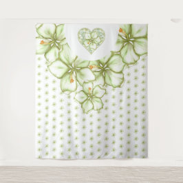 ハイビスカス&レースホワイト タペストリー