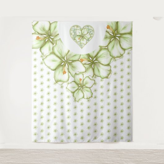 ハイビスカス&レースホワイト タペストリー (正面)