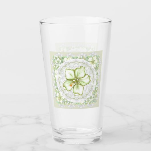 ハイビスカス&レースホワイト タンブラーグラス (正面)