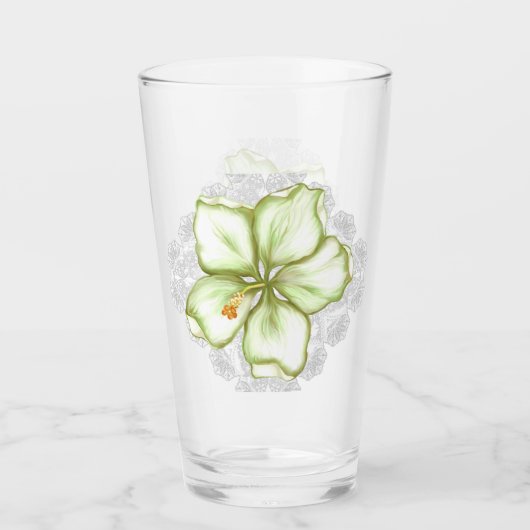 ハイビスカス&レースホワイト タンブラーグラス (正面)
