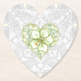 ハイビスカス&レースホワイト ペーパーコースター