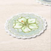 ハイビスカス&レースホワイト ペーパーコースター (アングル)