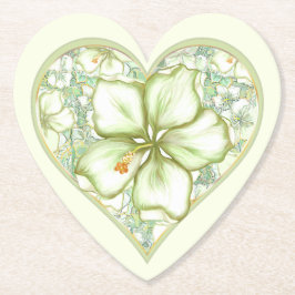 ハイビスカス&レースホワイト ペーパーコースター