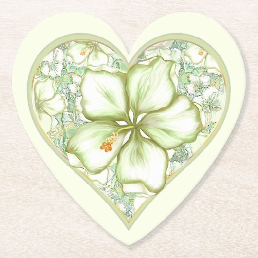 ハイビスカス&レースホワイト ペーパーコースター (正面)