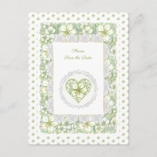 ハイビスカス&レースホワイト ポストカード (正面)