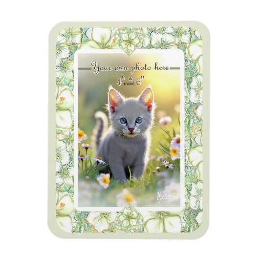 ハイビスカス&レースホワイト マグネット (縦)