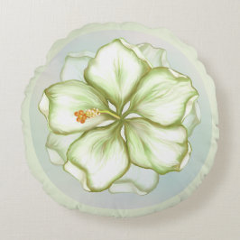ハイビスカス&レースホワイト ラウンドクッション