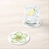 ハイビスカス&レースホワイト ラウンドペーパーコースター (インサイチュ)