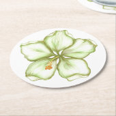 ハイビスカス&レースホワイト ラウンドペーパーコースター (アングル)