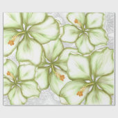 ハイビスカス&レースホワイト ラッピングペーパー (フラット)