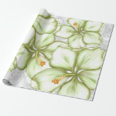 ハイビスカス&レースホワイト ラッピングペーパー (アンロールド)