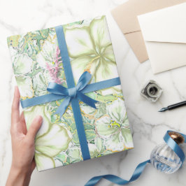 ハイビスカス&レースホワイト ラッピングペーパー