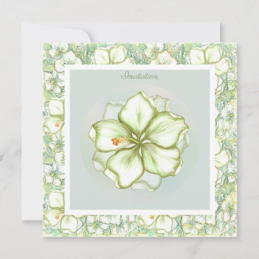 ハイビスカス&レースホワイト 招待状 (正面)