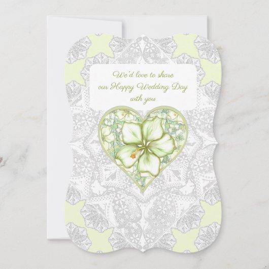 ハイビスカス&レースホワイト 招待状 (正面)