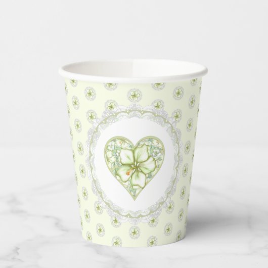 ハイビスカス&レースホワイト 紙コップ (左)