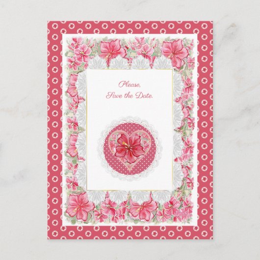 ハイビスカス&レースポストカード ポストカード (正面)