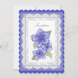 ハイビスカス&レースBLUE