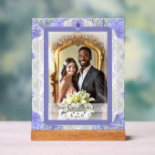 ハイビスカス&レースBLUE アクリルサイン (ニュートラル)