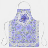 ハイビスカス&レースBLUE エプロン (正面)