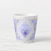 ハイビスカス&レースBLUE カフェラテマグ (正面)