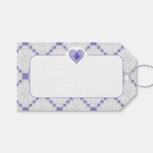 ハイビスカス&レースBLUE ギフトタグ (正面(横))