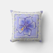 ハイビスカス&レースBLUE クッション (正面)
