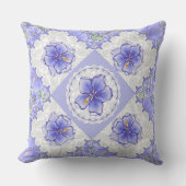 ハイビスカス&レースBLUE クッション (正面)