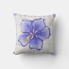 ハイビスカス&レースBLUE クッション