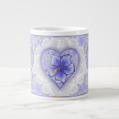 ハイビスカス&レースBLUE ジャンボコーヒーマグカップ (正面)