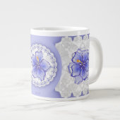 ハイビスカス&レースBLUE ジャンボコーヒーマグカップ (正面右)