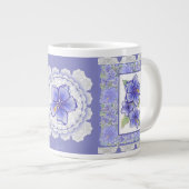 ハイビスカス&レースBLUE ジャンボコーヒーマグカップ (正面右)