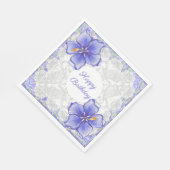 ハイビスカス&レースBLUE スタンダードランチョンナプキン (角)