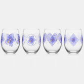 ハイビスカス&レースBLUE ステムなしワイングラス (左)