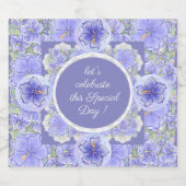 ハイビスカス&レースBLUE スパークリングワインラベル (シングルラベル)