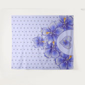 ハイビスカス&レースBLUE タペストリー (正面(横))