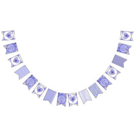 ハイビスカス&レースBLUE バンティングフラッグ