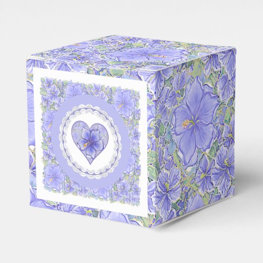ハイビスカス&レースBLUE フェイバーボックス (正面サイド)