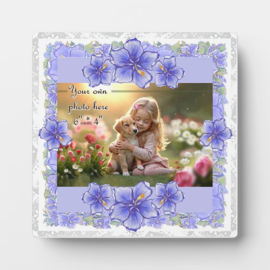 ハイビスカス&レースBLUE フォトプラーク (正面)