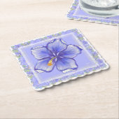 ハイビスカス&レースBLUE ペーパーコースター (アングル)