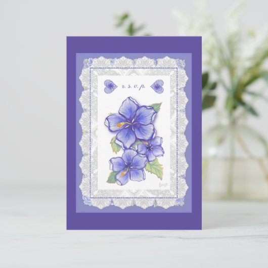 ハイビスカス&レースBLUE 出欠カード (スタンド正面)