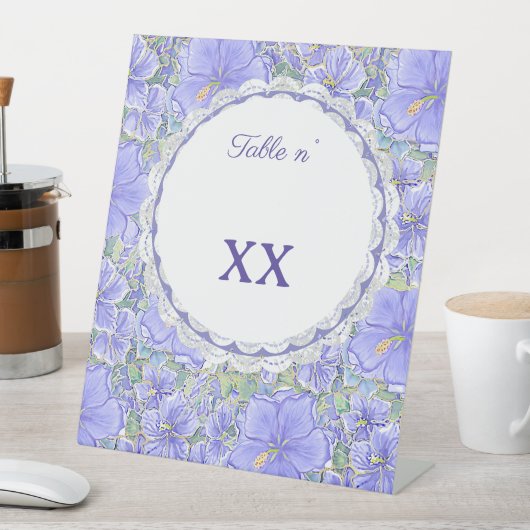 ハイビスカス&レースBLUE 台座サイン (インサイチュ)