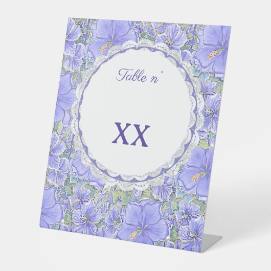 ハイビスカス&レースBLUE 台座サイン (正面)