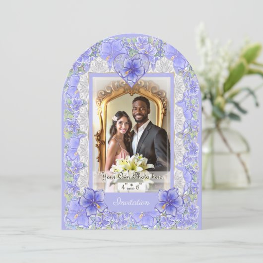 ハイビスカス&レースBLUE 招待状 (スタンド正面)