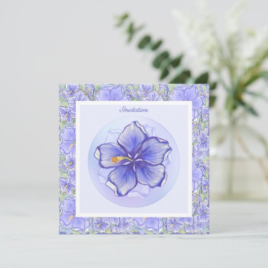 ハイビスカス&レースBLUE 招待状 (スタンド正面)