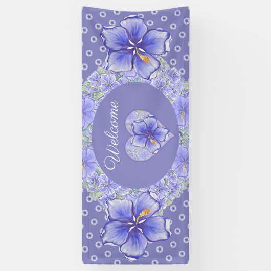 ハイビスカス&レースBLUE 横断幕 (縦)