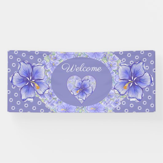 ハイビスカス&レースBLUE 横断幕 (横)