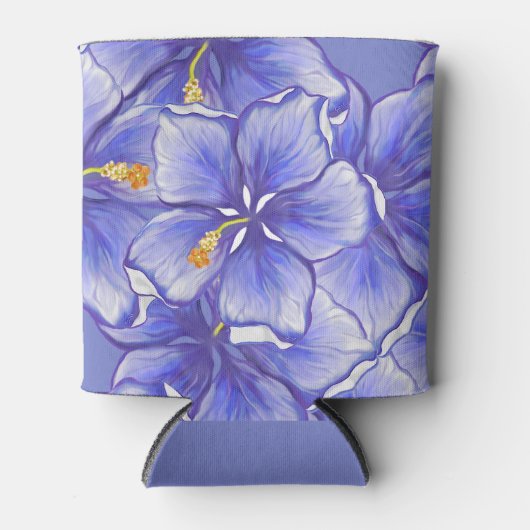 ハイビスカス&レースBLUE 缶クーラー (正面)