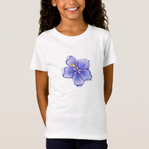 ハイビスカス&レースBLUE Tシャツ